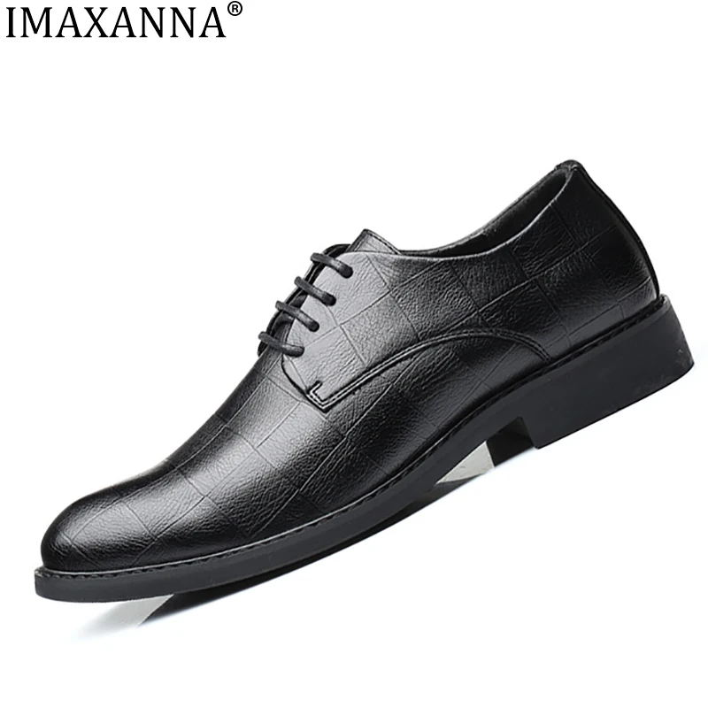 

Мужские модные кожаные туфли IMAXANNA, мужские деловые туфли в клетку с низким верхом, дышащая и удобная повседневная обувь
