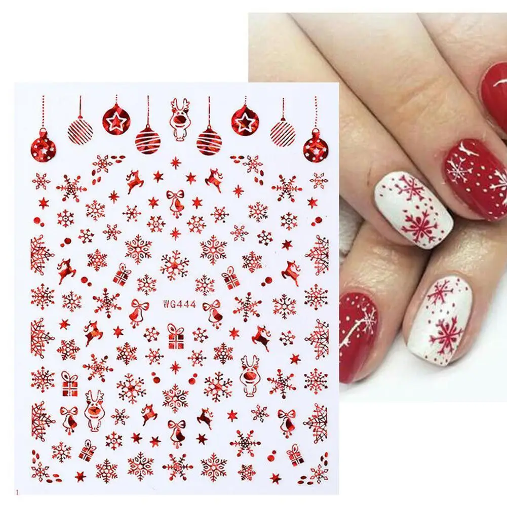 

Christmas Nail Sticker Holographic Snowflake Floral Decal Nail Pattern Winter Art Fluorescent Charm Slider Nail Christmas W4B6