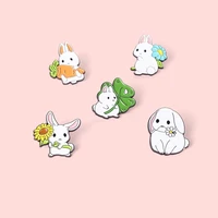 korean cute rabbit brooches dripping oil badge pin vintage flower collar pins weddings office party accessories jewelry