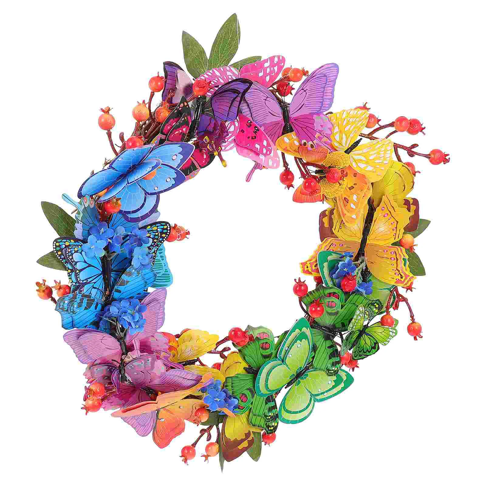 

Artificial Wreath with Butterflies Spring Garden Wreath Hanging Wreath Decoration