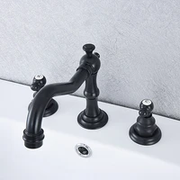 black oil rubbed brass deck mounted dual handles widespread bathroom 3 holes basin faucet mixer water taps msf540