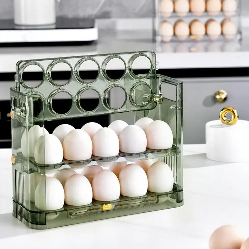 

Large Capacity Egg Holder Large Capacity Flip Egg Storage Holder 3 Layer Egg Fresh Storage Box For Fridge Stackable Egg