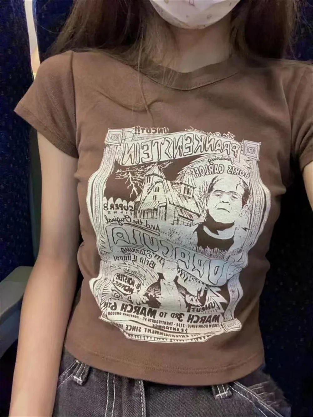 Женская футболка PUWD с графическим рисунком 2024 Повседневная винтажная тонкая