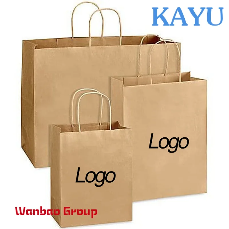 Big size wholesale price brown kraft paper bag with custom print logo shopping paper bag