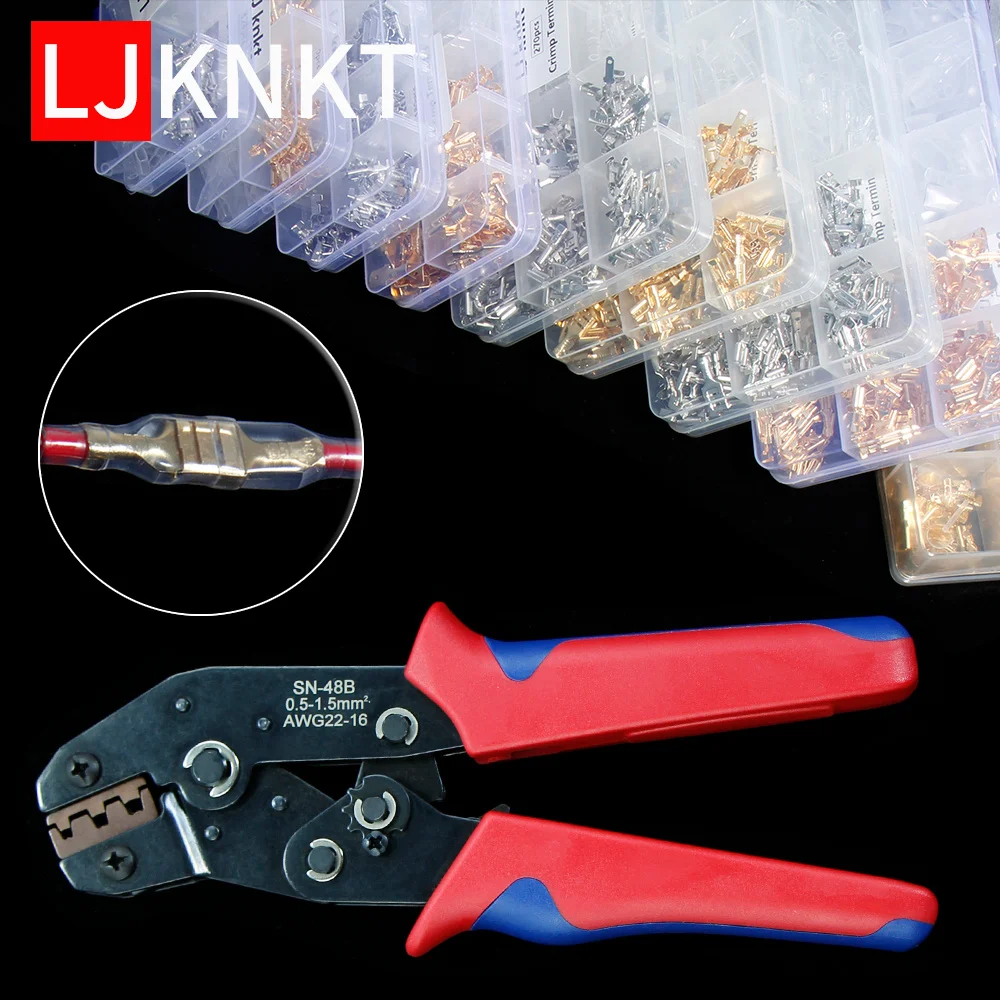 

2.8/4.8/6.3mm presser pliers insulated wire crimp jacket box connector General cold pressing terminal SN48B for quick wiring