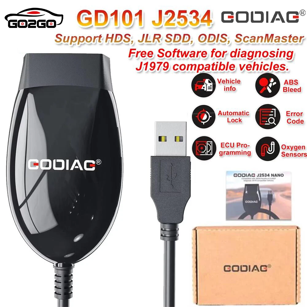 Фото GODIAG GD101 Openport 2.0 J2534 совместим с Honda HDS 3.104.024, Toyota Techstream V17.30.011, JLR SDD V163, Forscan 2.3 №1