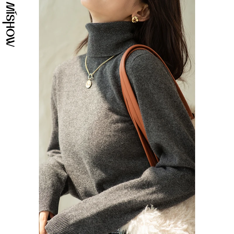 

MISHOW 100% Wool 2020 Winter Sweaters For Women Solid Bottoming Pullover Long Sleeve Clothing Knitwear Female Tops MX20D5588