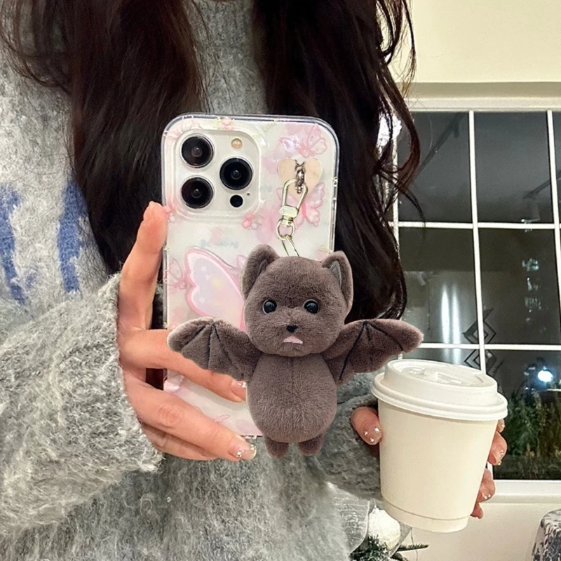 Многофункциональный плюшевый брелок в форме летучей мыши для ключей и сумок с