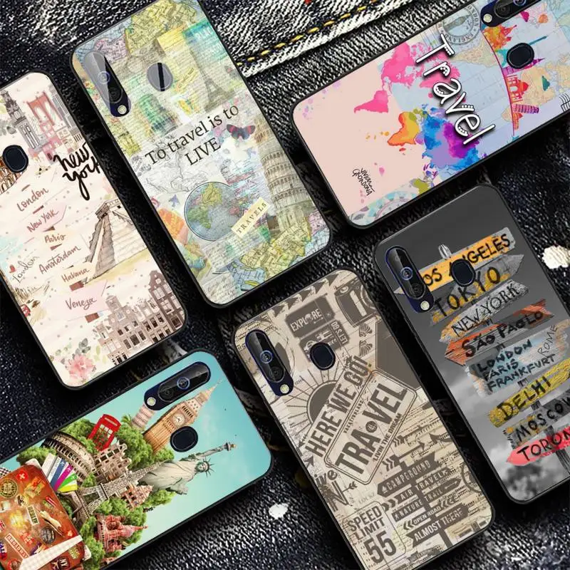 

World Map Travel Phone Case for Samsung A51 01 50 71 21S 70 10 31 40 30 20E 11 A7 2018