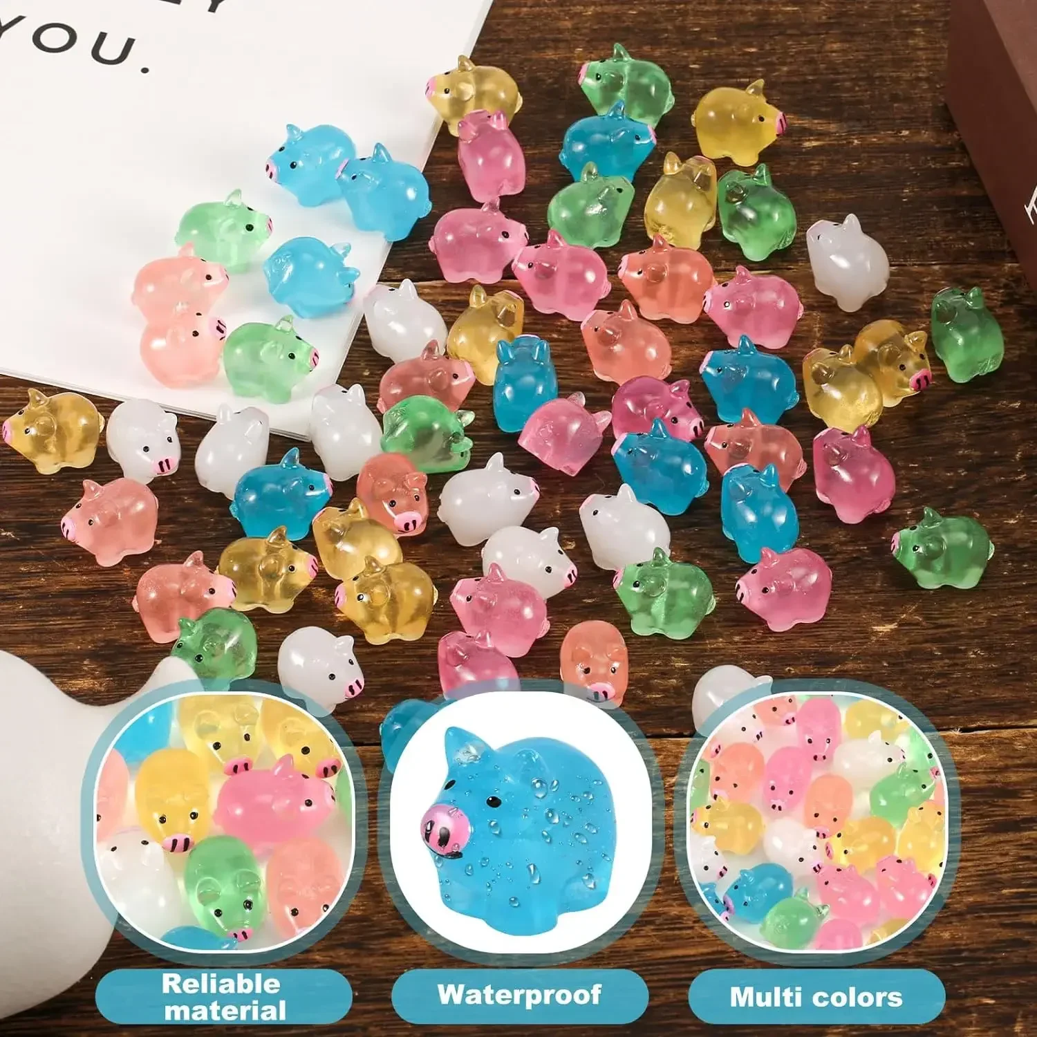 100 шт. миниатюрные полимерные крошечные свинки мини светящиеся фигурки свиней