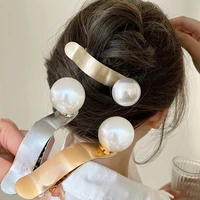 fashion french high end pearl duckbill hairpins for women back of head hair clips barrettes hairpin headwear
