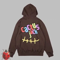 colorful cactus jack letters logo print travis scott brown sweatshirts hoodie