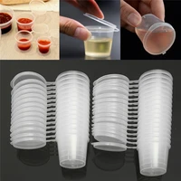 50 pcsset small round transparent disposable sauce cup kitchen organizer container 2 size capacity storage box with lids