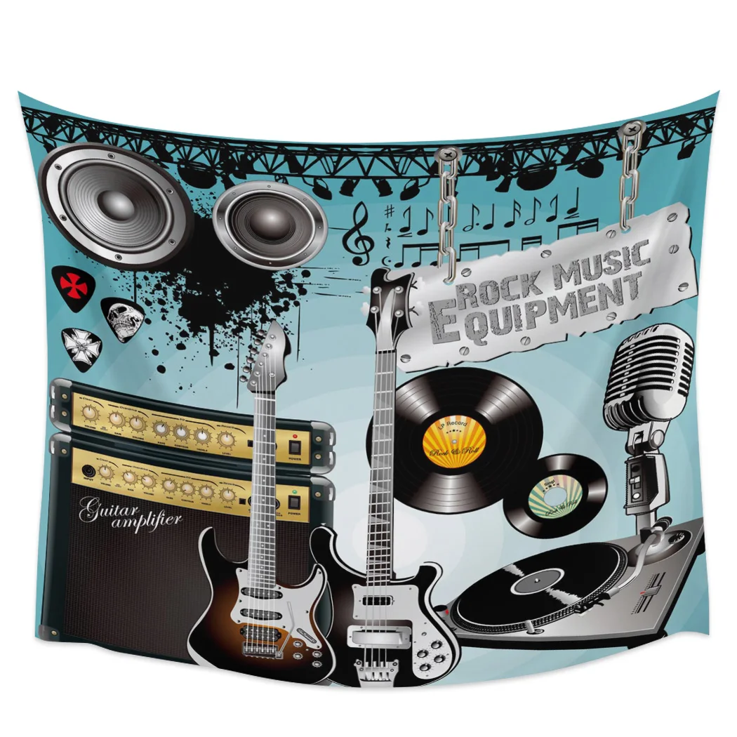 

Rock Music Speaker Guitar Printed Large Tapestry Hippie Wall Hanging Boho Tapestries Room Art Decor Aesthetic Mats Sheet Blanket