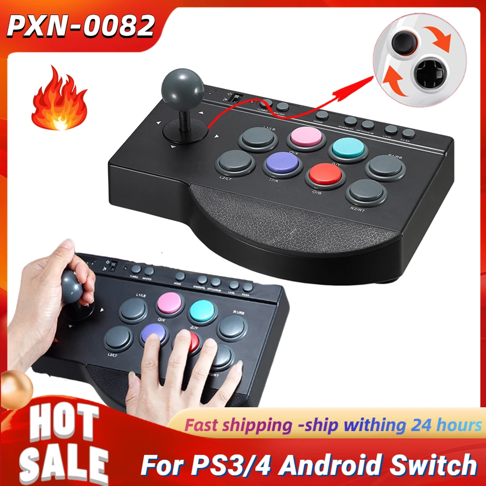 

PXN-0082 Retro USB Wired Game Joysticks Controller Arcade Console Rocker Fighting Game Joystick for PS3/PS4/Xbox/Switch/PC/TV