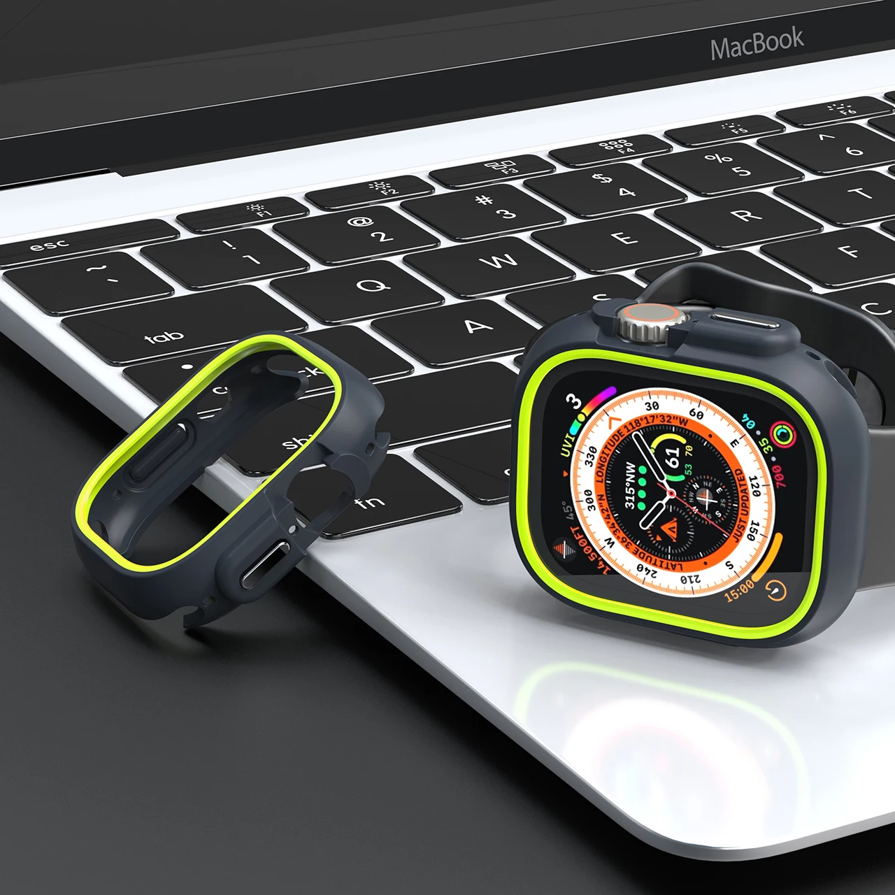 Cover For Apple Watch Ultra 49MM Rubber Case Frame Protective Bumper 45mm 41mm For iWatch Series 8 7 6 SE 44MM Electroplated key