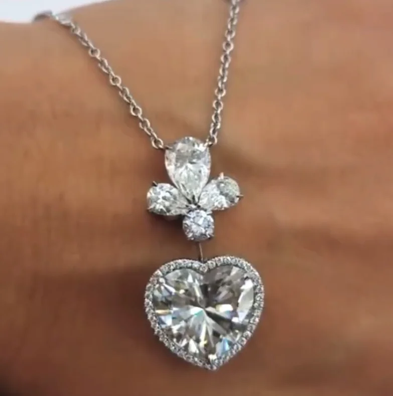

ANGLANG Bling Bling Cubic Zirconia Pendant Necklace Women for Wedding Fashion Heart Necklace Luxury Love Jewelry Drop Shipping
