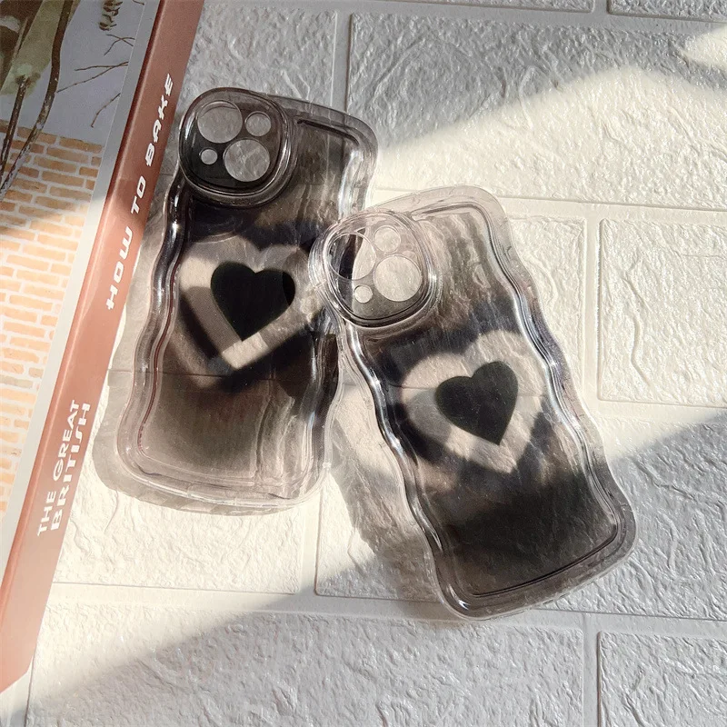 

Ins Wind Wave TPU - Halo Dye Black Love Phone Case For iphone 14 13 12 11 Pro Max X XR XSMAX 7 8 Plus SE TPU Case Cover