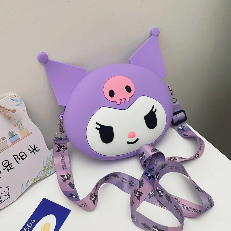 Фото MINISO Sanrio сумка Kawaii Kawaii Kuromi силиконовая сумка на плечо водостойкий кошелек для монет мультяшная кукла сумка через плечо для ребенка на день рождения №2