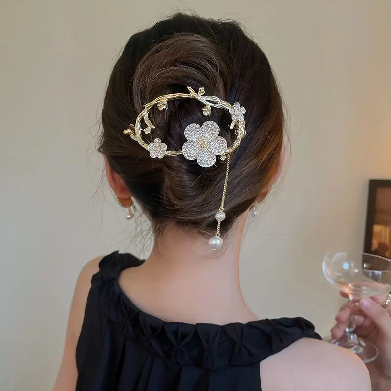 Новинка элегантная заколка для волос с кисточками и жемчугом конского хвоста
