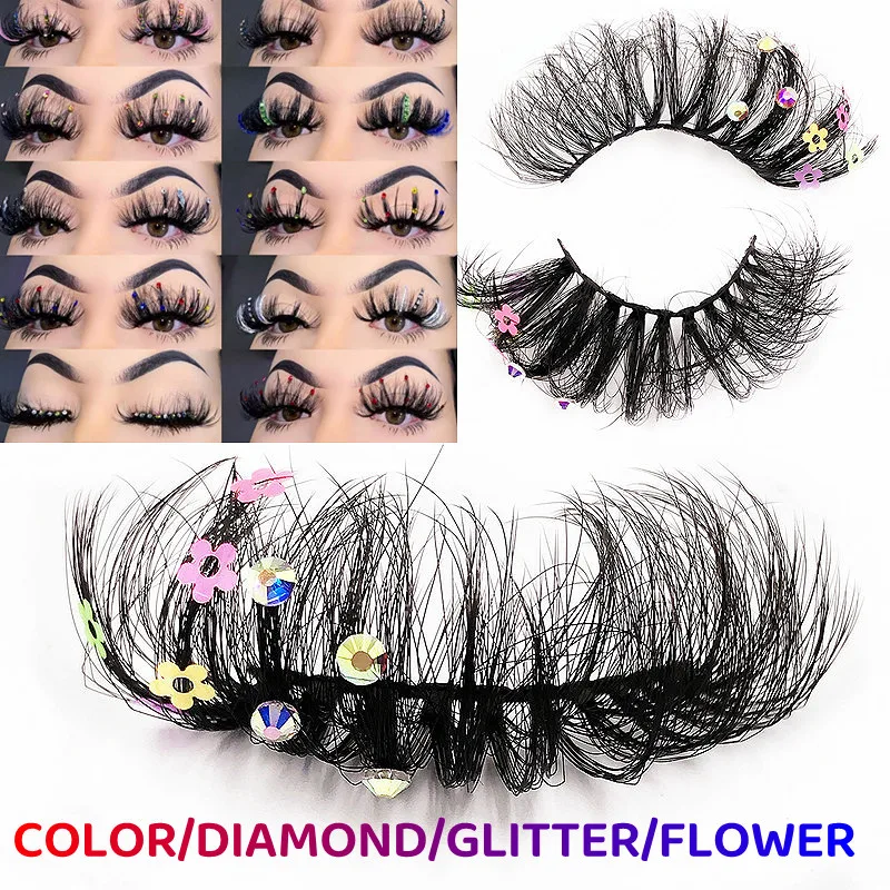 

25mm Glitter Butterfly star Eyelashes New Hot Trending Hand Made Full Strip Faux Mink Lashes With Butterflies and diamond lashes