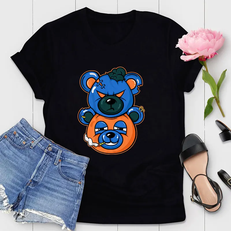 

2022 New Arrivals Cheap Wholesale Shirts Broken Heart Shirt Double Bear Custom Logo printed Graphic T-shirt Women Cotton T-shirt