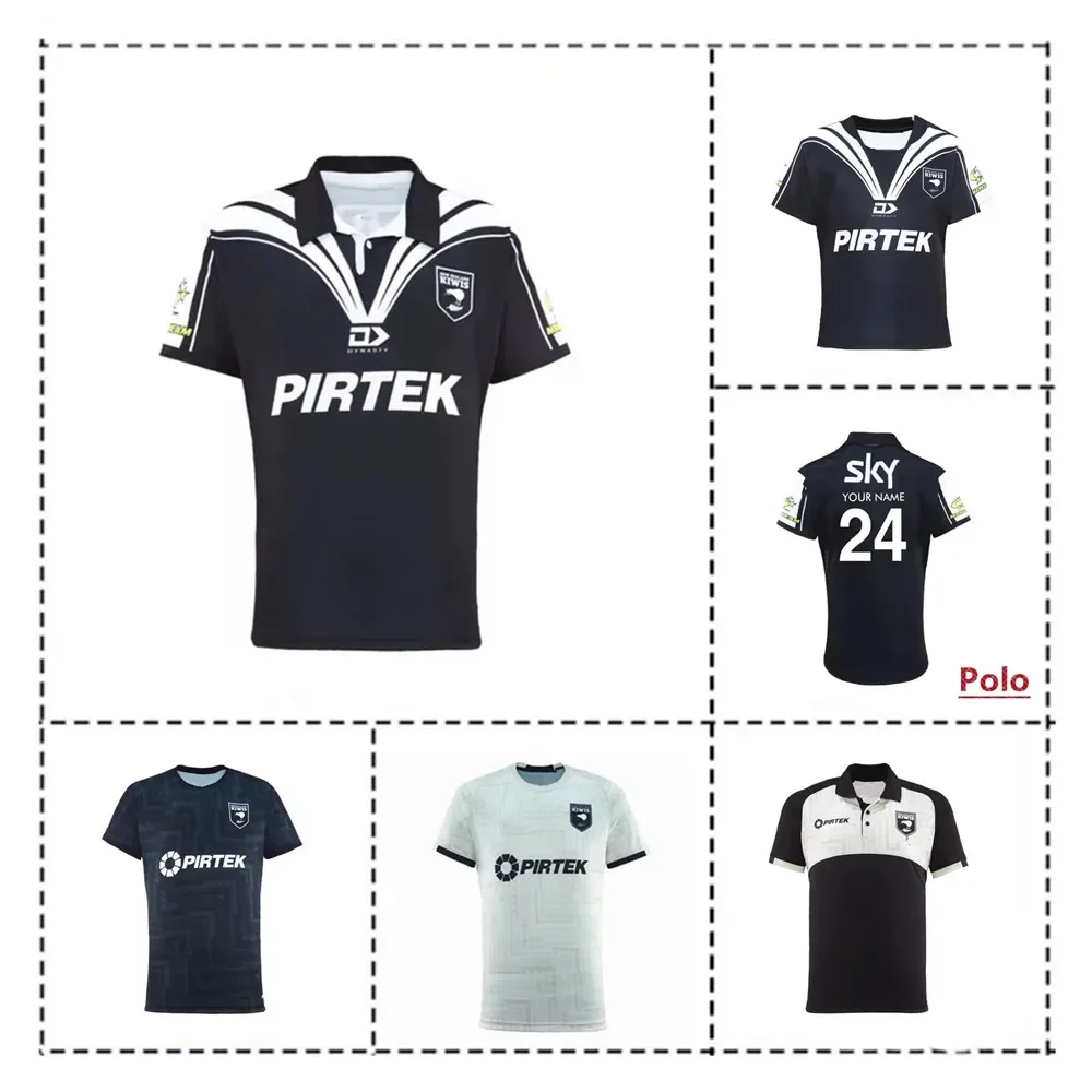 Мужская майка для регби New Zealand Kiwis Training / рубашка ПОЛО шорты 2024 — мужской размер:
