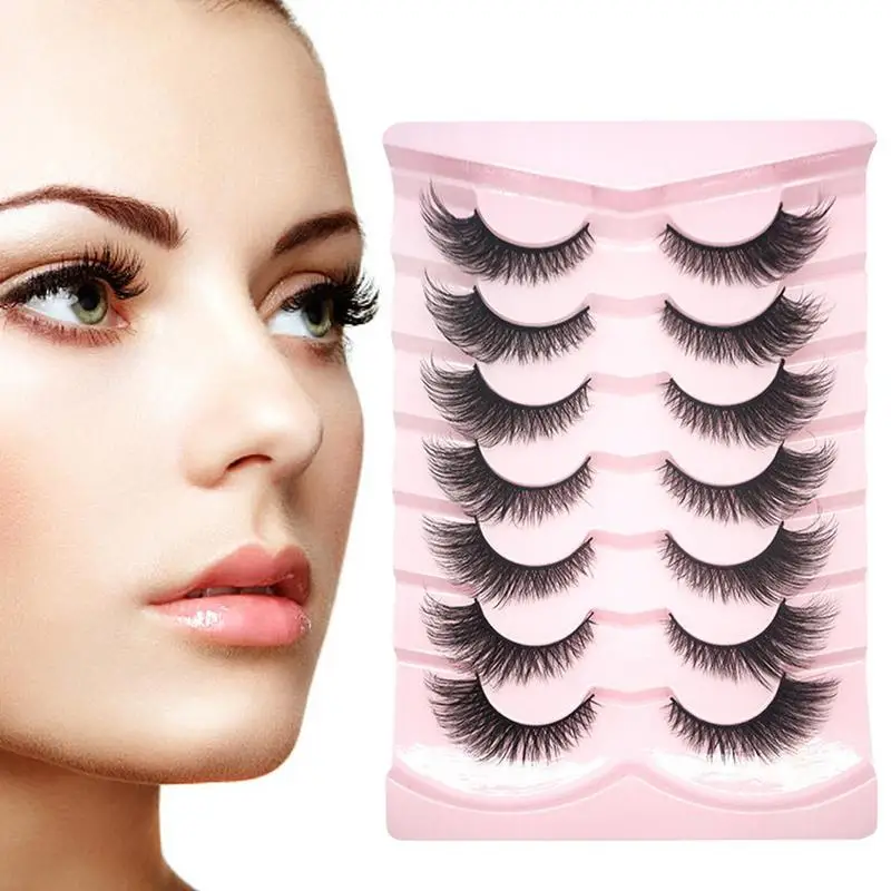 

Lashes Natural Look 3d Fluffy -eyed False Eyelashes 7-pairs Faux Lashes Wispy Lashes Pack Dramatic Long Thick Volume Fake Eye