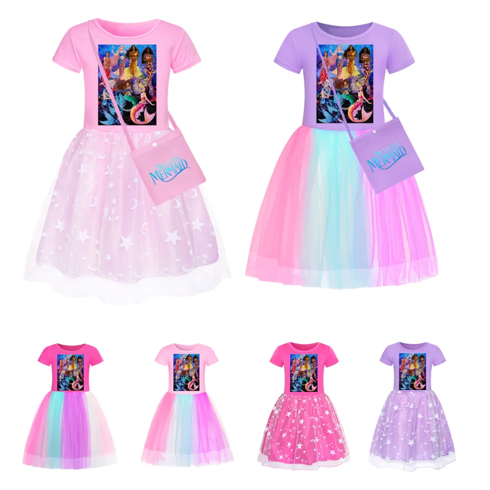 

the little mermaid Clothes Kids Summer Mesh Dress Baby Girls Casual Dresses Children Party Vestidos Hot Selling