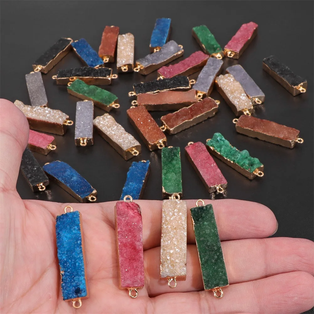 Стильный натуральный агат Druzy Charms разъем прямоугольный кварцевый кристалл