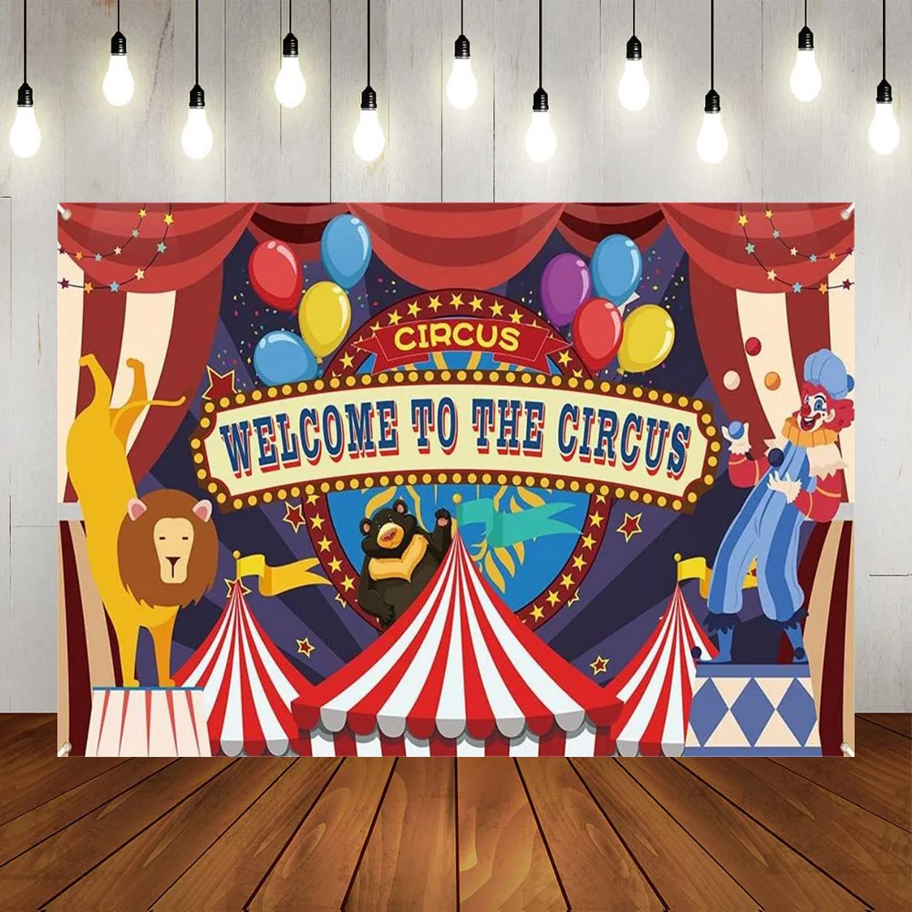 

Circus Theme Birthday Backdrop Party Ferris Wheel Baby Amusement Park Photography Background Decor Props Backdrop Banner