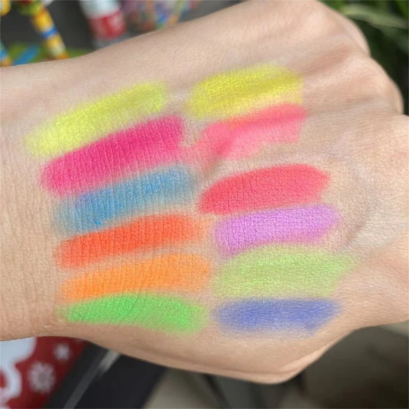 12pcs Glow in Dark Face Paint Crayons UV Black Light Makeup Neon Face and Body Paint Marker for Halloween Masquerades