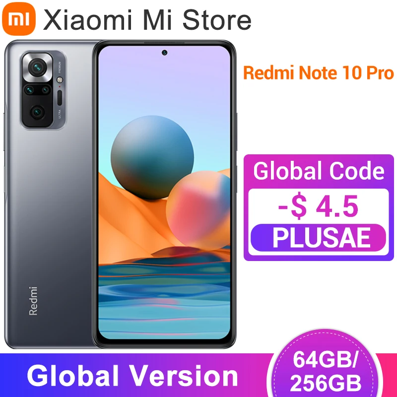 Najtaniej W Magazynie Globalna Wersja Xiaomi Redmi Note 10 Pro Smartphone 64/256GB Snapdragon 732G Octa Core 108MP Quad Kamery 5020mAh Baterii