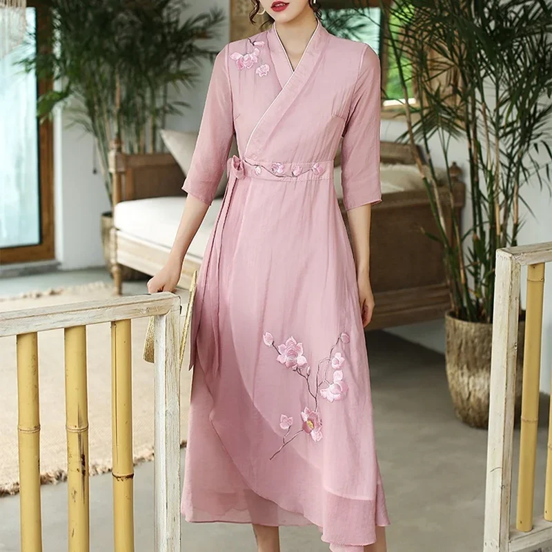 Традиционное китайское платье Ципао Cheongsam элегантная женская одежда 2024