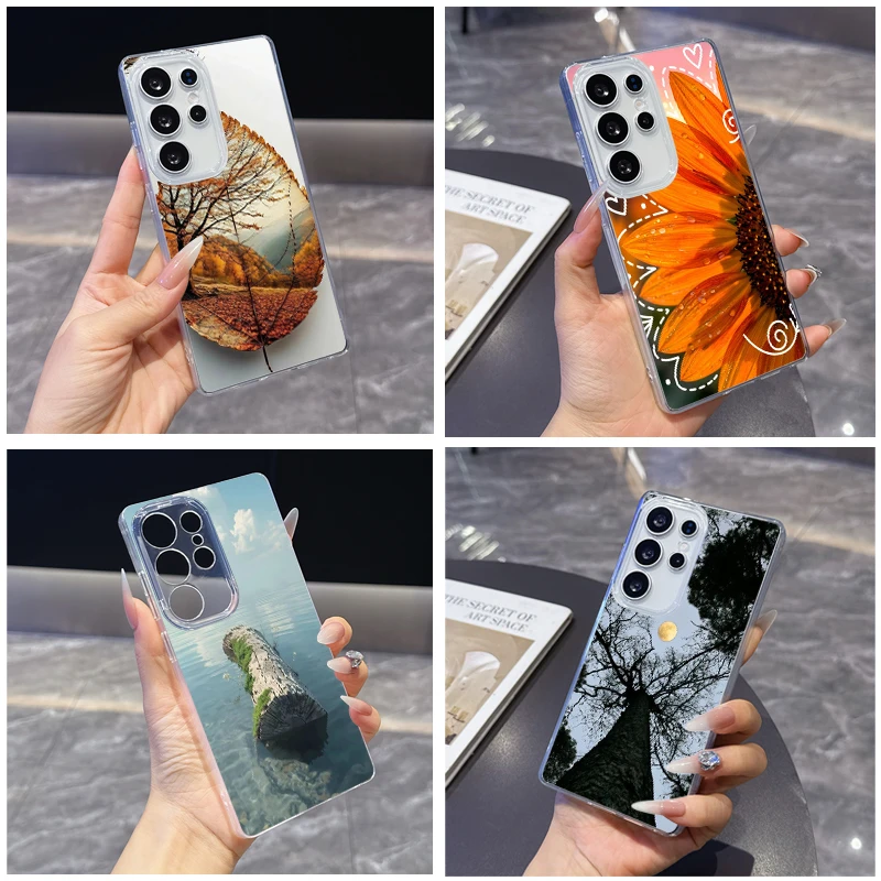 Фото Чехол для телефона с осенним узором из листьев для Samsung A24 A25 A26 A31 A32 A33 A34 A35 A51 A53 A54 A71 A72, прозрачные мягкие чехлы №1