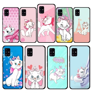 For Samsung A31 A51 A12 A21s A41 A32 4G A02s A71 A72 A52 A13 A03s A52s Pink color big bow cat Marie Phone Cover Matte Shell