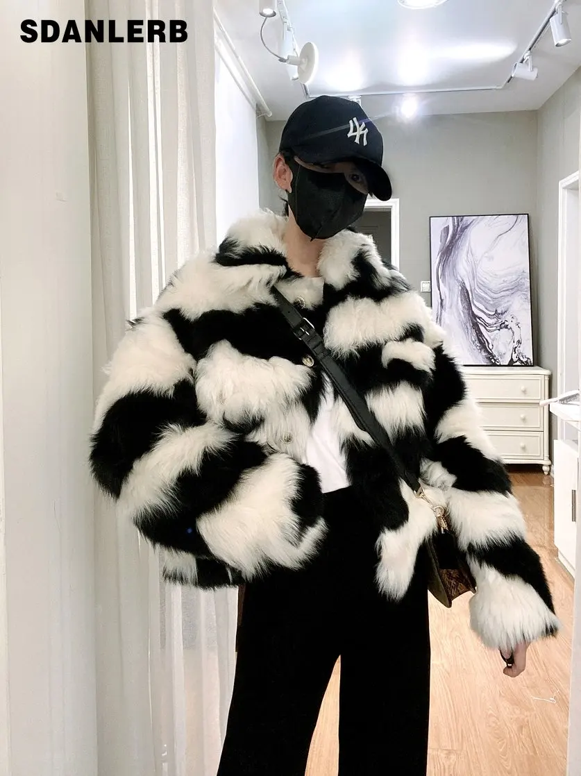 Environmental Protection Faux Fur Coat Female New Short Autumn and Winter Black White Toka All-Match Casual Fox Fur Plush Jacket