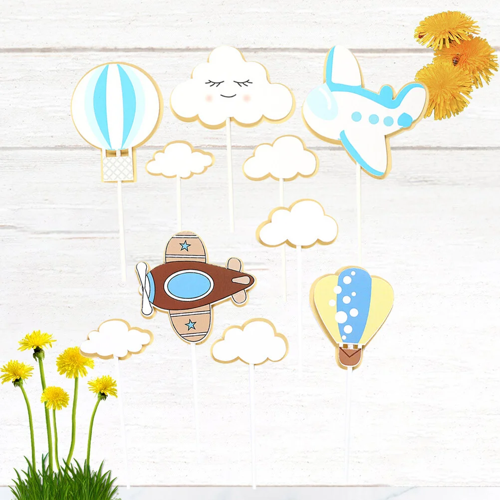 

20 PCS Kids Decor Birthday Cake Picks Party Cupcake Hot Air Balloon Topper Child