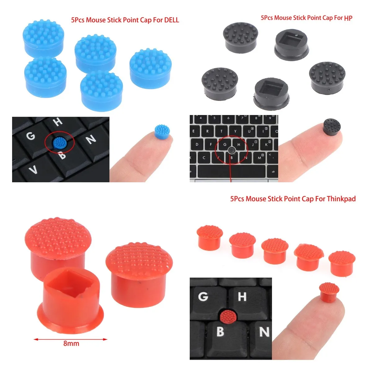 

5 шт. Клавиатура для ноутбука Trackpoint указатель мышь Стик кнопка для DELL для HP для IBM Lenovo THINKPAD 3 вида цветов