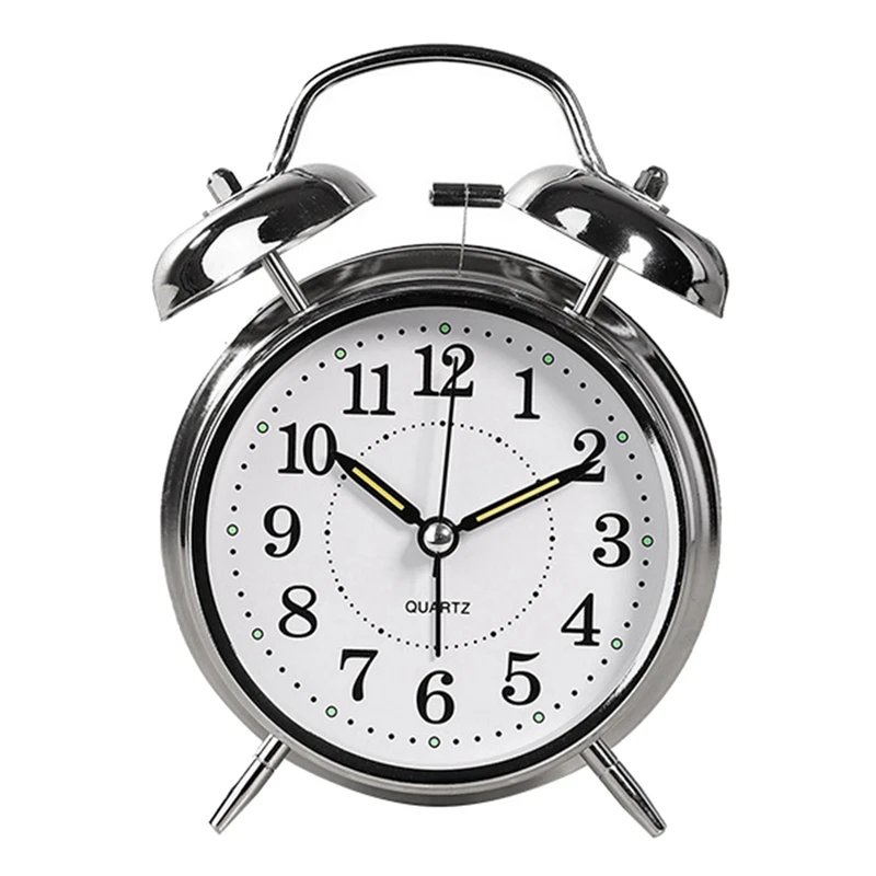 

Retro Alarm Clock Silent Pointer Clocks Dual Bell Night Light Bedroom Decor Home Decor Vintage Portable Alarm Clock
