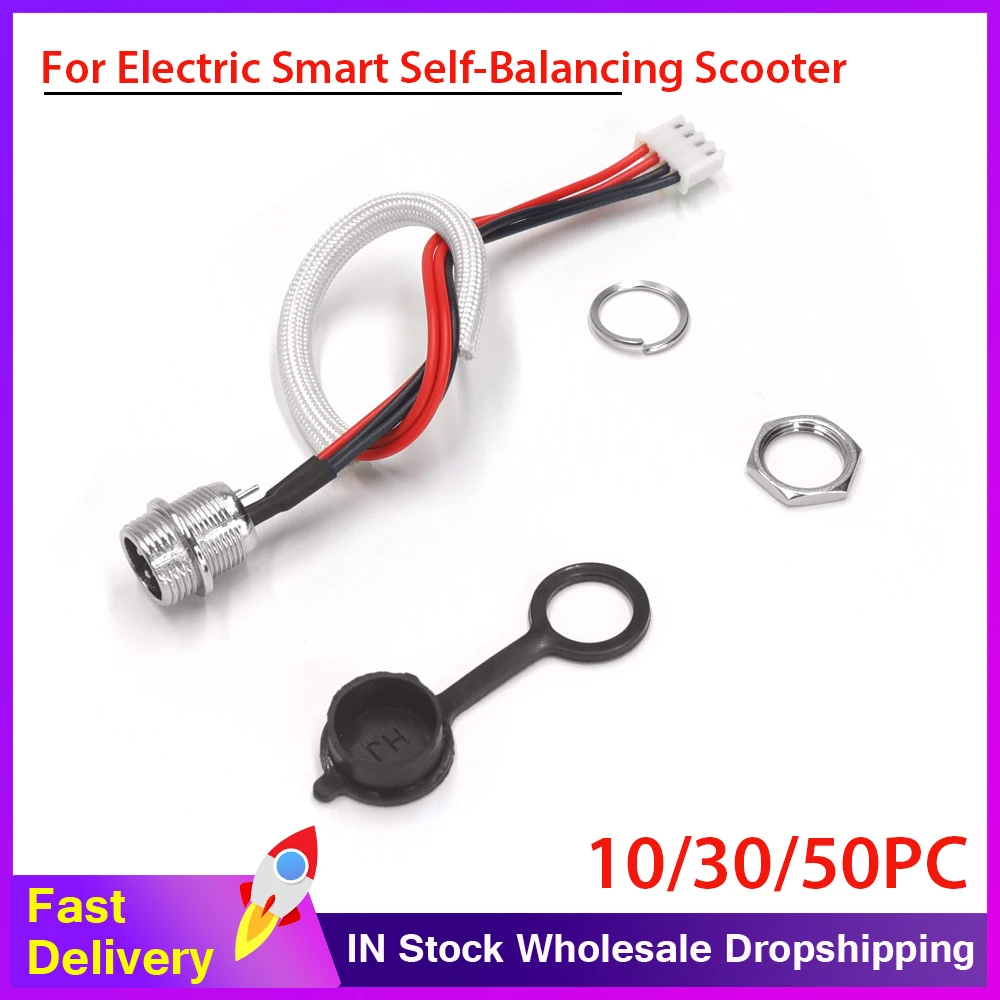 For Balancing Scooter Parts 3 Pin 4 Prong 4 Wire Hoverboard Charging Port for Scooter Charger Cable Replacement Accessories