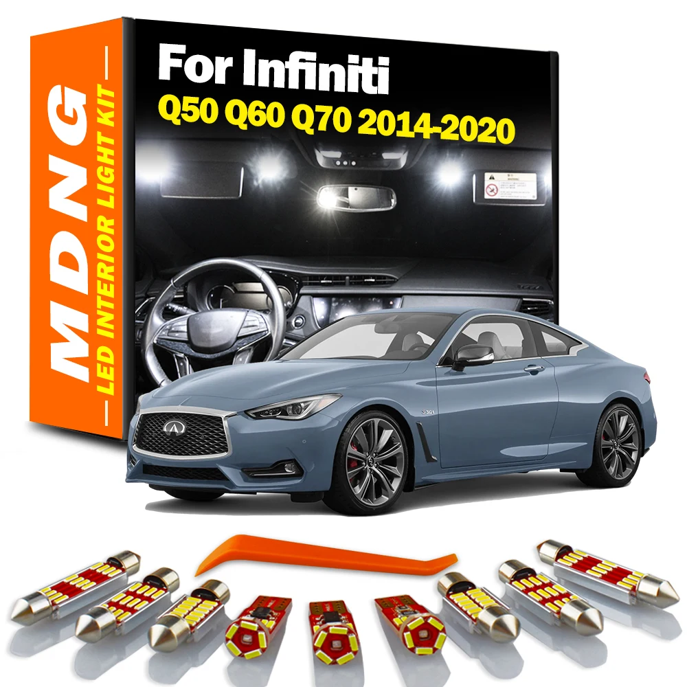 

MDNG 14Pcs For Infiniti Q50 Q60 Q70 2014-2017 2018 2019 2020 Vehicle Lamp LED Interior Dome Map Light Kit Car Led Bulbs Canbus