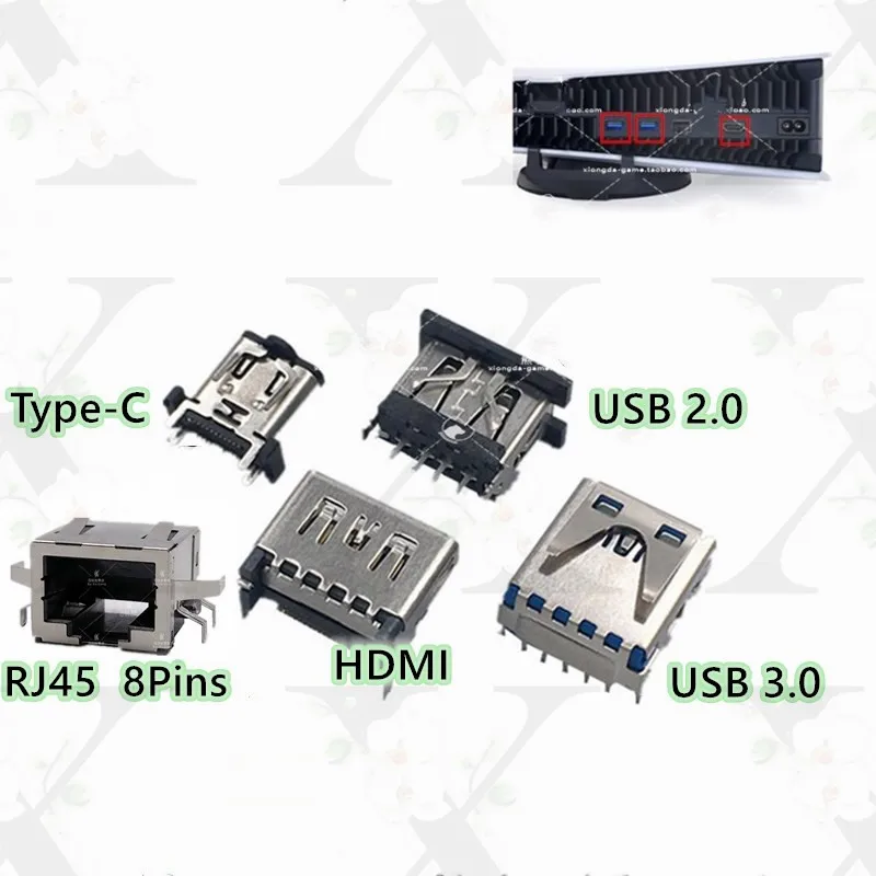 Сетевой интерфейс для PS5 RJ45, 8-контактный порт для контроллера PS5 Joycon, USB2.0, USB3.0, Type-C, совместимый с HMDI порт, запасная часть