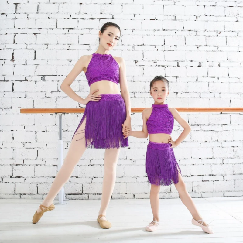 Комплект из 2 предметов для родителей и детей одежда латиноамериканских танцев с