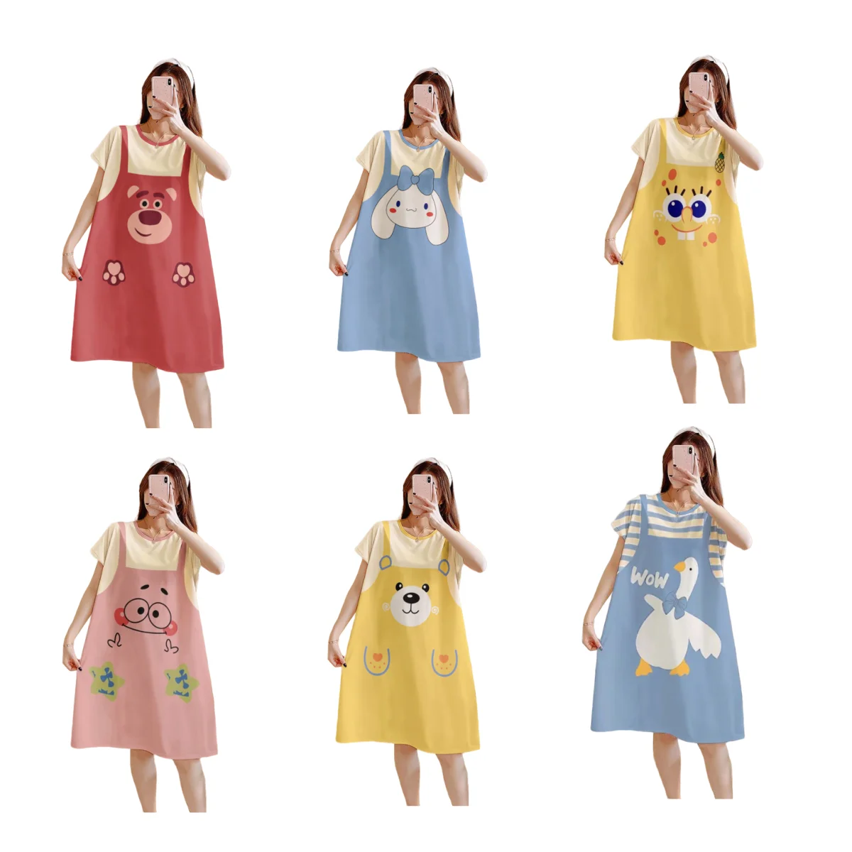 

Sanrio Summer KT Cunnamoroll Milk Silk Pajamas Anime Cute Loose Thin Section Short-sleeved Nightdress Female Home Service Gift