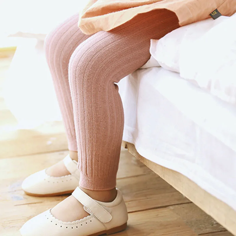 3pcs Baby Tights Girls Leggings Autumn Winter Baby Tight Pant Toddler Ribbed Leggings Cotton Warm Solid Colors Children Trousers