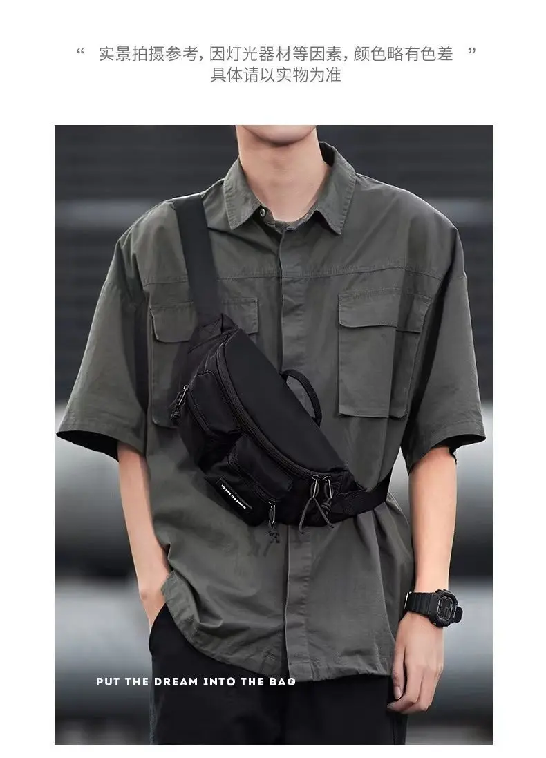 Men's Muti-functional Fashion Crossbody Shoulder Messenger Bag Chest Bag Sports Waist Bag Casual Ins Trendy Small NylonBag