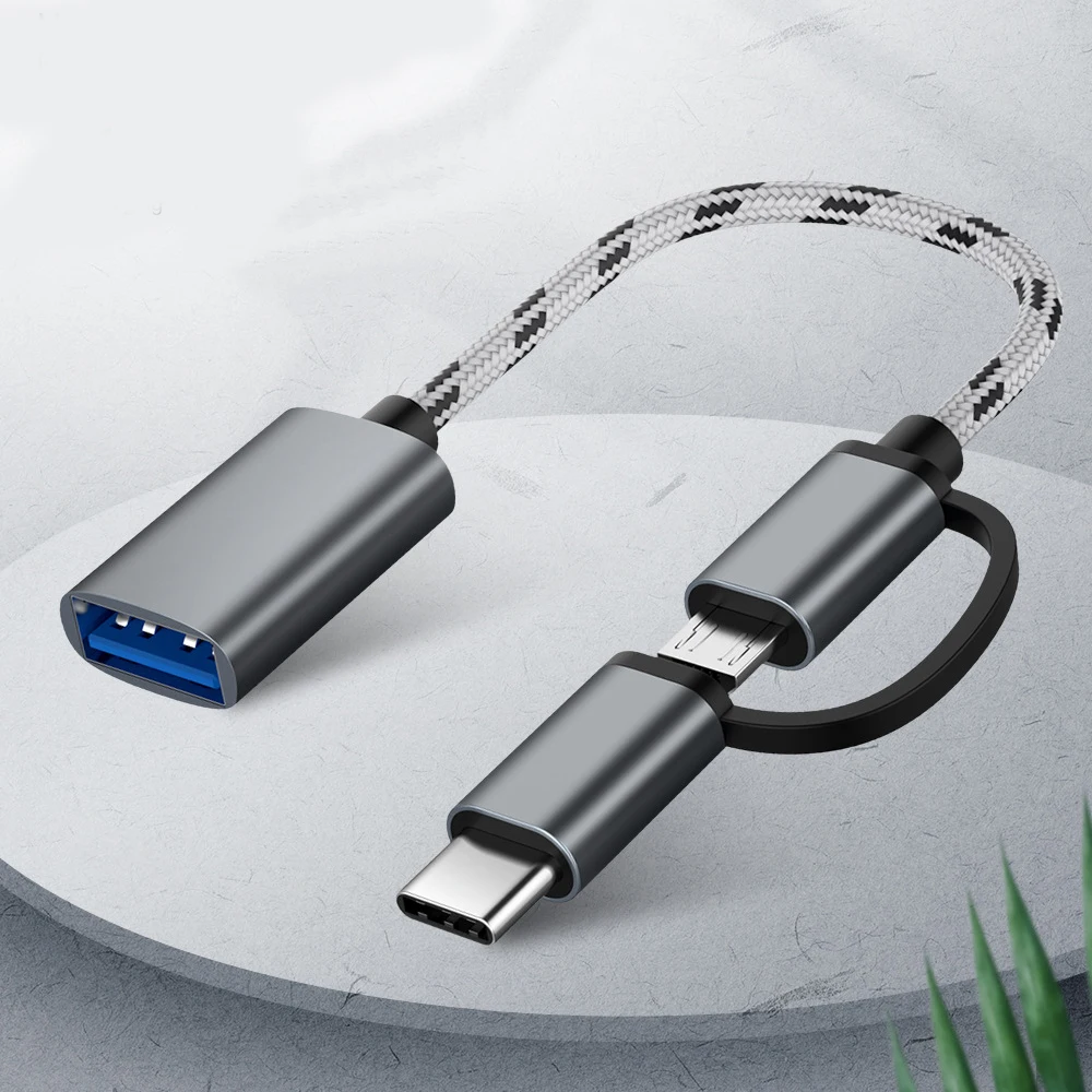 

2 in 1 Micro USB Type C Male to USB3.0 Female Cable Adapter for MacBook Pro Samsung Huawei Xiaomi U Disk Data Sync OTG Converter