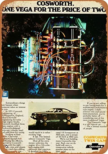 Стена-цветной металлический знак-1975 Cosworth Twin Cam Vega-винтажный вид