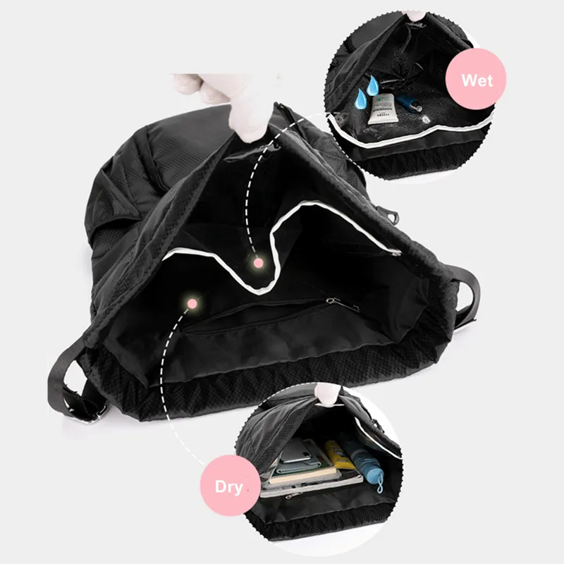 Women's Sports Bags For Men Fitness Large Drawstring Luggage Travel Big Shoe Shoulder Pocket Waterproof Female Backpack Gym Yoga